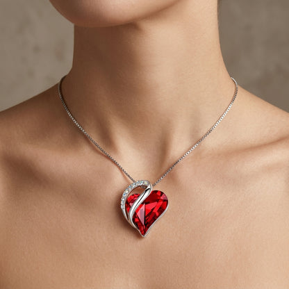 Collar Infinity Corazón de Rubí | Oro Blanco