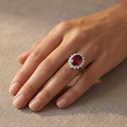 Anillo Scarlet Crown de Rubí | Oro Blanco