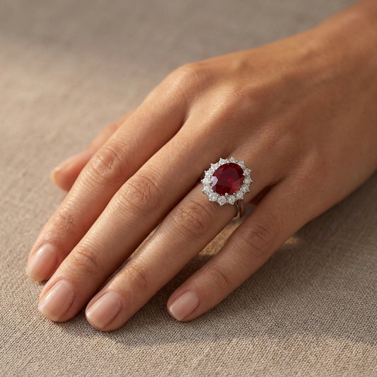 Anillo Scarlet Crown de Rubí | Oro Blanco