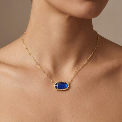 Collar de Zafiro Ovalado Clásico | Oro