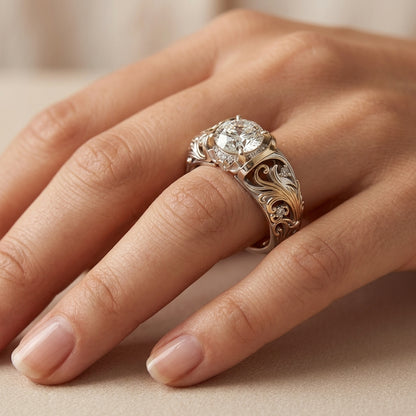 Anillo de Cristal Exquisito | Oro Blanco