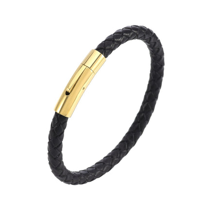 Pulsera de Cuero Trenzado Valor | Oro