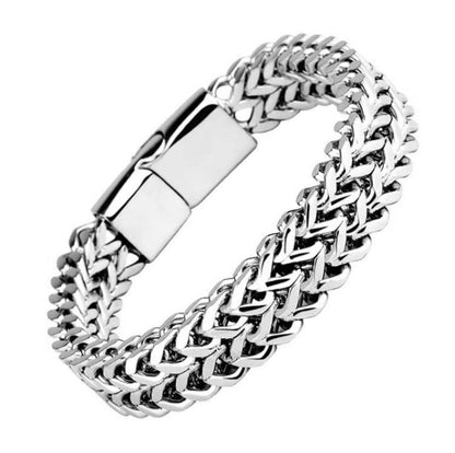 Pulsera Doble Cadena Ironclad | Oro Blanco