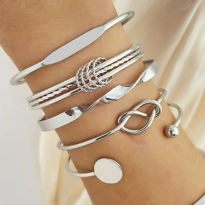 Set de Pulseras Elegancia Anudada | Oro Blanco