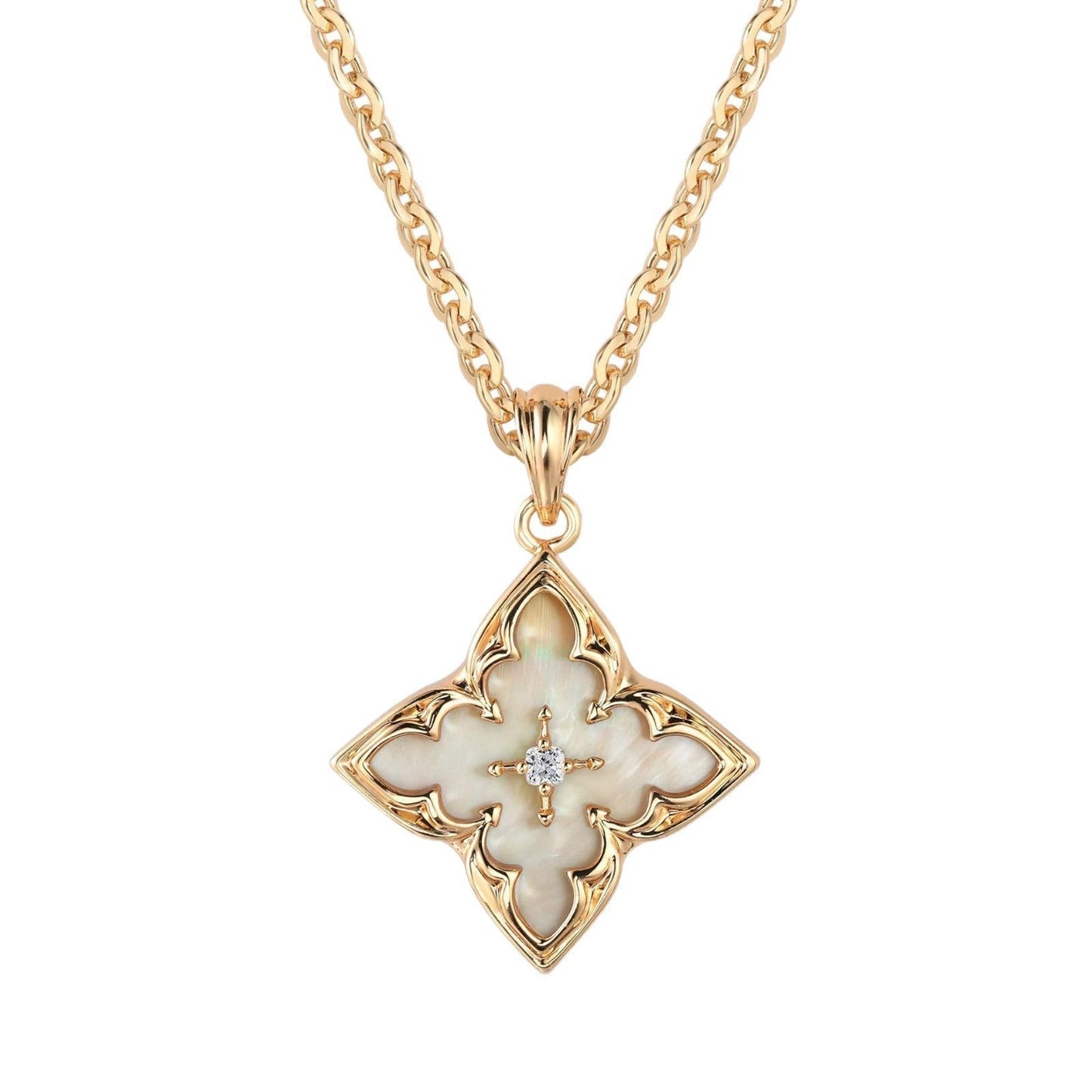 Collar con Dije de Trébol Café | Oro