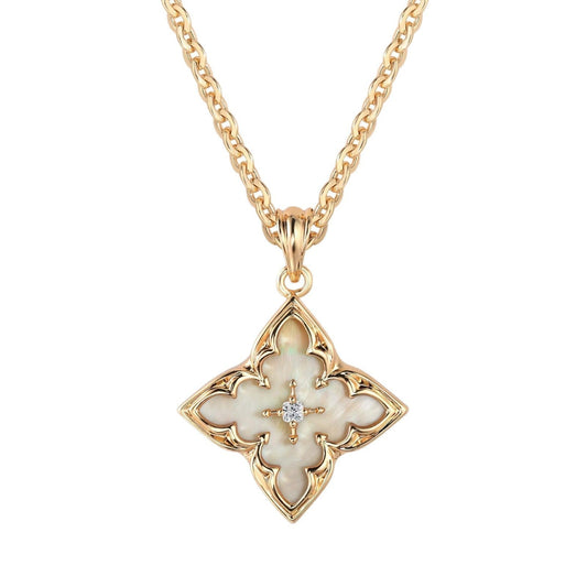 Collar con Dije de Trébol Blanco | Oro