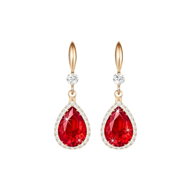 Aretes Lágrima de Rubí | Oro Rosa