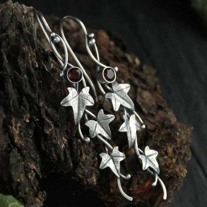 Aretes Elfo de Hoja Antiguos | Oro Blanco