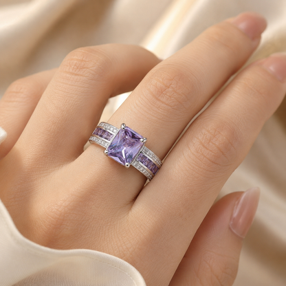 Anillo Canal de Amatista en Plata