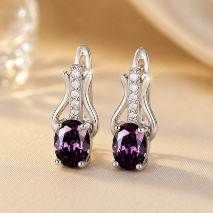 Pendientes Colgantes de Amatista en Plata