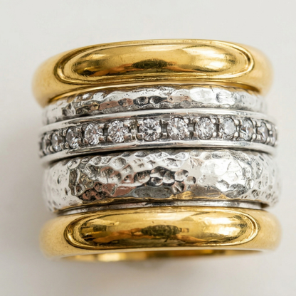 Anillo Amarillo Grueso en Capas Atemporal | Oro