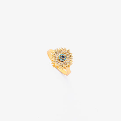 Anillo Giratorio Sunburst de Zafiro | Oro