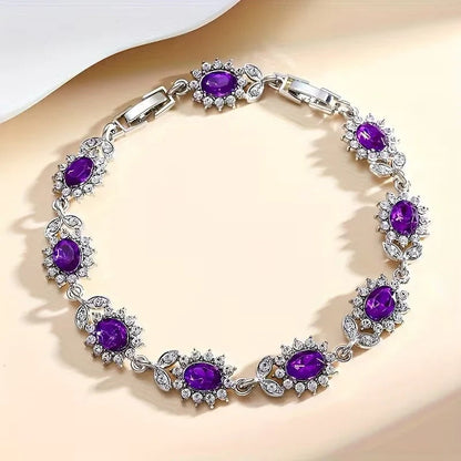 Pulsera Floral de Amatista en Plata