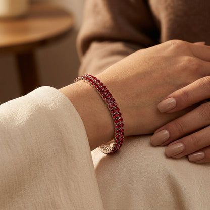 Pulsera Tenis de Rubí en Plata