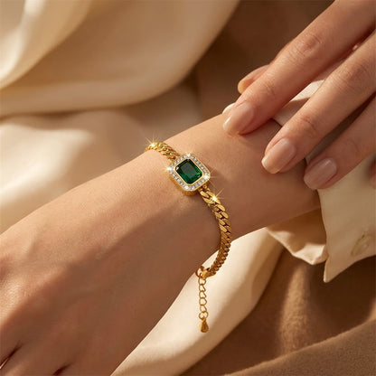Pulsera Cadena de Esmeralda en Oro