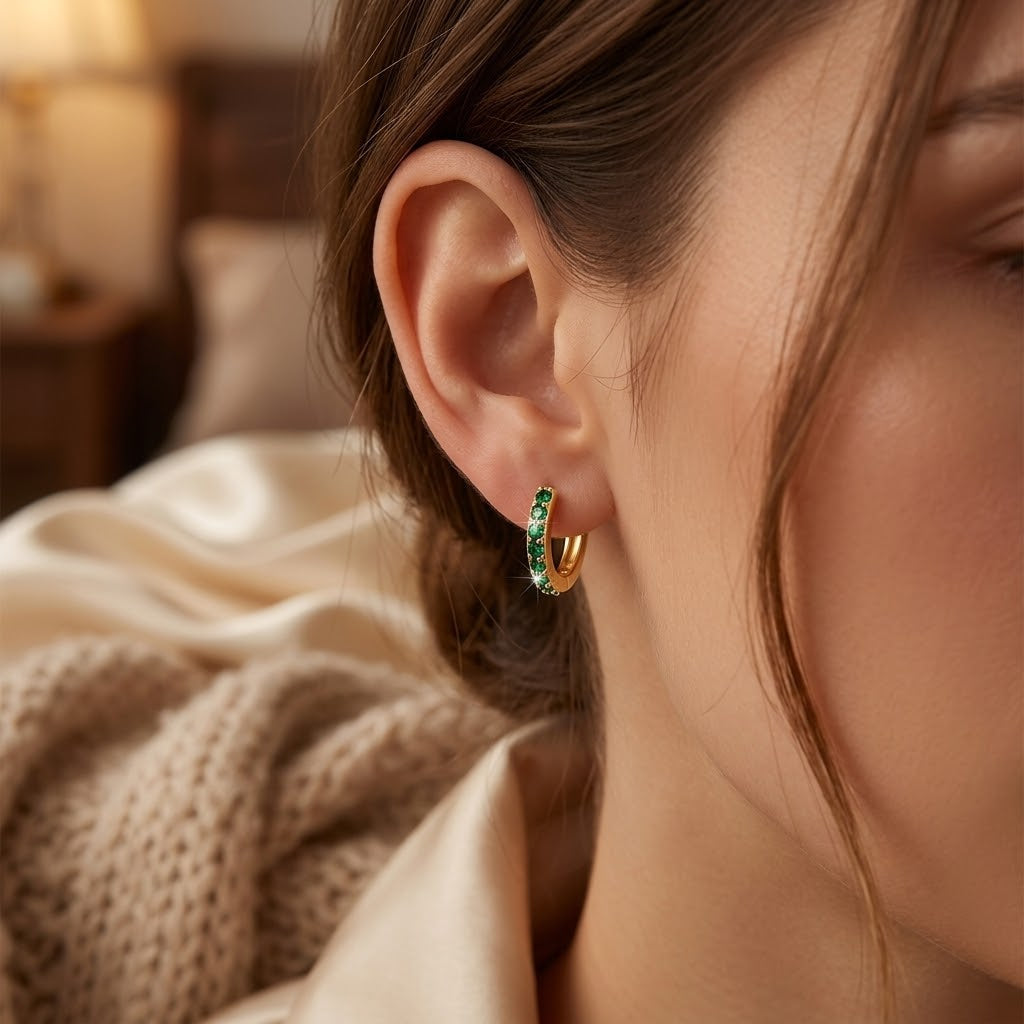 Pendientes Aro de Esmeralda en Oro