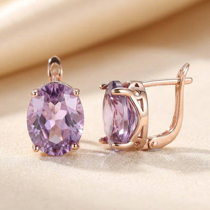 Pendientes de Amatista en Oro Rosa