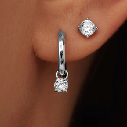Larmes de Lune Set de Aretes con Piedra | Oro Blanco