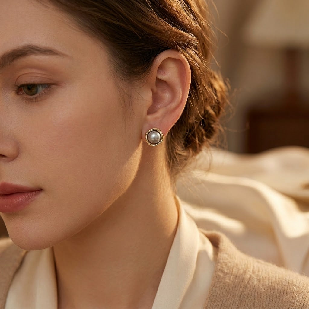 Pendientes de Perla en Oro