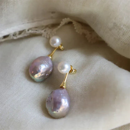 Aretes de Perla Lila Exquisitos | Oro