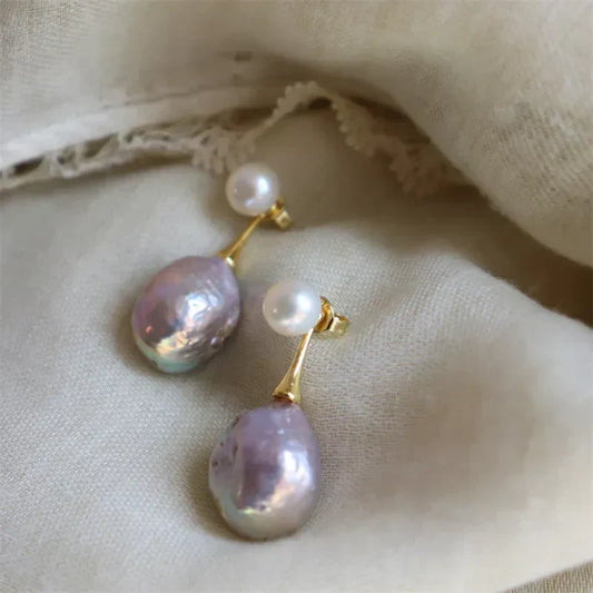 Aretes de Perla Lila Exquisitos | Oro