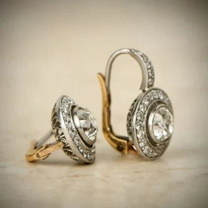 Aretes de Plata con Zirconia Estilo Vintage | Oro Mixto