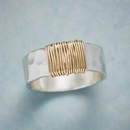 Anillo Enrollado en Alambre Plata y Oro