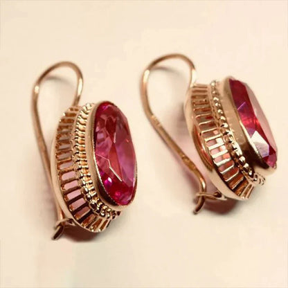 Aretes de Piedra Negra Estilo Vintage | Oro