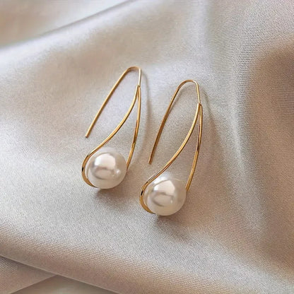 Aretes Colgantes de Perla Elegantes | Oro