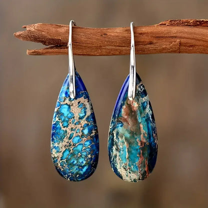 Aretes de Piedra Océano Azur | Oro Blanco