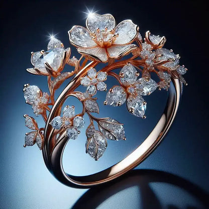 Anillo Floración Radiante Brillante | Oro Rosa