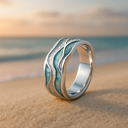 Seasilver Anillo de Ondas | Oro Blanco