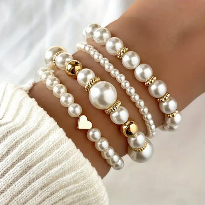 Set de Pulseras de Perla Exquisito | Oro